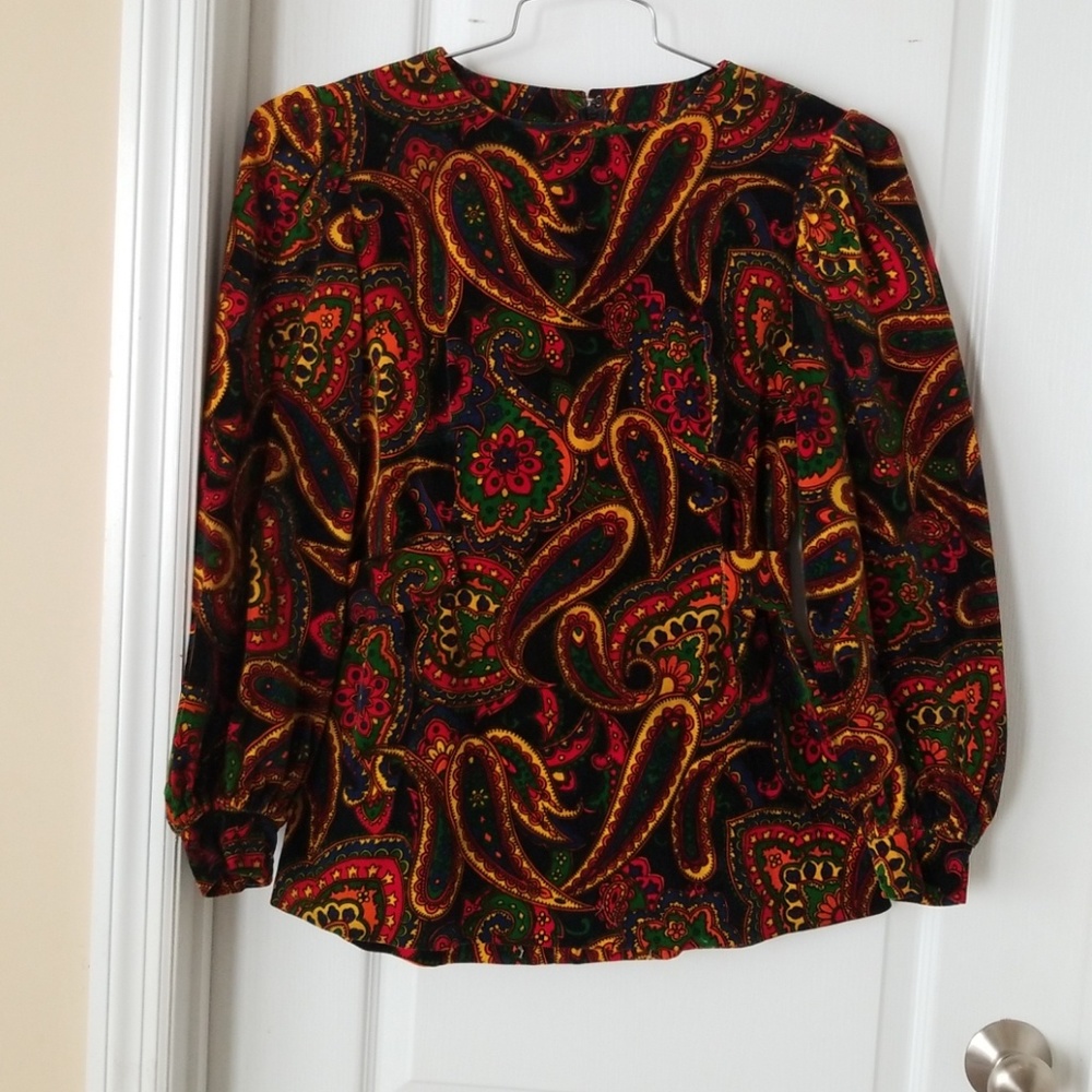 One of a kind Vintage Paisley velvet top